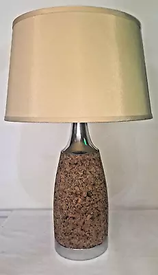 Vintage Mid Century Silver And  Cork Lamp NICE! • $129.99