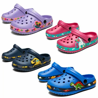 Kids Child Sandals Crocks Summer Boys Girls Unicorn Dinosaur Beach Shoes Slipper • $26.53