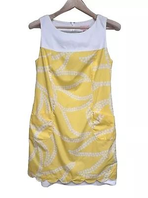 Lilly Pulitzer Womens Shift Dress Sunny Sunshine Yellow Print Sz 6 Lined Cotton • $19