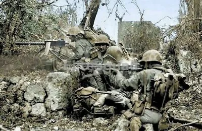 WW2 Picture Photo U.S. Marines Firing An M1919 Browning Machine Gun And BAR 886 • $5.95