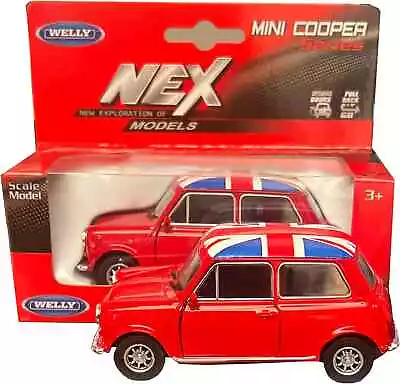 Welly Mini Cooper Model (Red) With Union Jack Top Made Of Die Cast Metal And Pl • £16.45