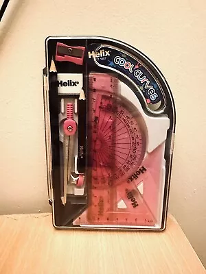 £1.99 • Buy Helix Cool Curves Maths Set  Square Protractor Pencils Compass Ruler Foldable Se