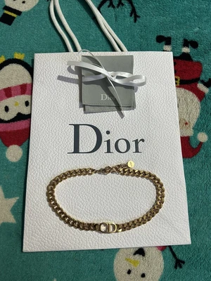 New Dior Cd Danseuse Étoile Choker Chain Necklace Gold Finish Metal • £450