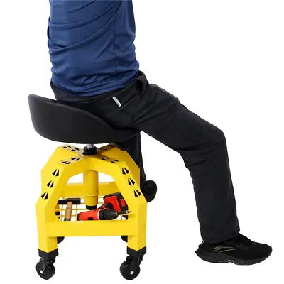 Mechanic Adjustable Rolling Shop Stool Chair Seat Swivel Crawl Chair Tool Garage • $101.60