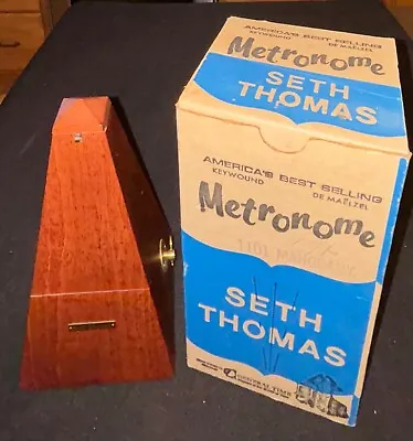 Vintage Seth Thomas Keywound Metronome De Maelzel #1101 Mahogany With Box • $74.99