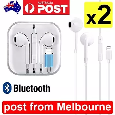 2 X Wired Earphones For IPhone 14 13 12 X 8 7 Pro Max IPad Bluetooth Earbuds AU • $10.99