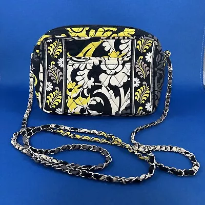 Vera Bradley Baroque Purse Bag Black White Yellow Chain Shoulder Strap Small 8  • $16.99