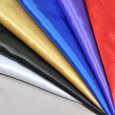 £3.20 • Buy Plain Colour Silky Satin Fabric 150cm Wide Cosplay Kids Weddings Fashion Craft