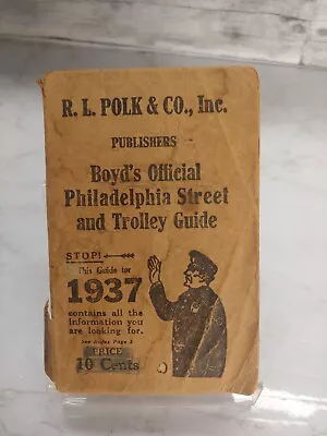 Boyd's Official Philadelphia Street And Trolley Guide 1937 R.L. Polk & Co. • $6.99