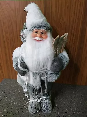 Father Christmas Santa Claus Standing Figure Ornament Decoration 45cm With Skis • £24.99