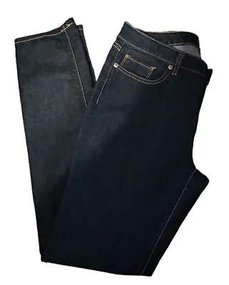 Elle Size 8 Women's Jeans Slim Straight Leg Mid Rise Stretch Dark Wash Denim • $18.99