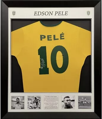 $1695 • Buy Pele Signed Brazilian Home Jersey Framed Photo Proof