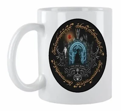 Personalised Lord Of The Rings Logo Theme White Ceramic Coffee Mug Gift Boxed • £6.95