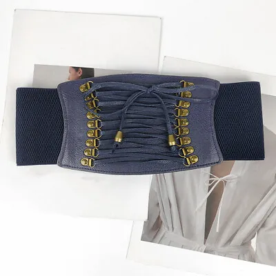 Wide Corset Waspie Lace Up Elastic Belt Butterfly 4 Inch • £11.99