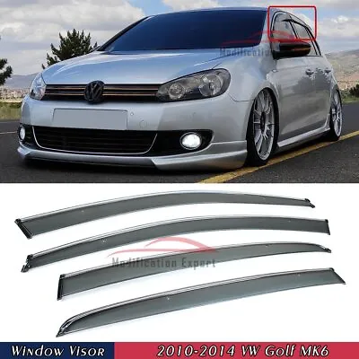 For 2010-2014 VW Golf 6 MK6 GTI Hatchback Chrome Trim Window Visors Rain Guards • $35.99