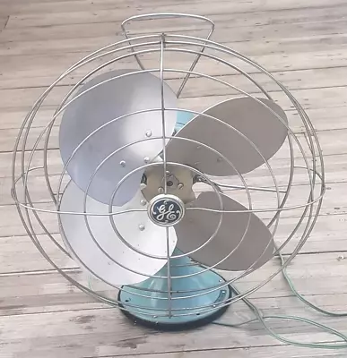 Excellent Vintage GE Aqua Oscillating Fan 16 Inch 3 Speed Aluminum  Blades • $289.99