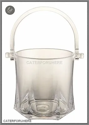 Elegant Ice Bucket Handle Acrylic Plastic Clear Crystal Design Wine Drinks Bar • £8.95