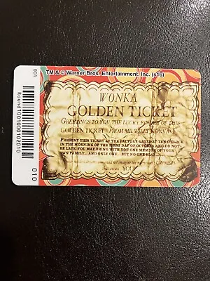 Golden Ticket Card Round 1 Barcoded Willy Wonka Coin Pusher RARE Round1 • $25.27