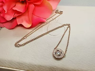 VINTAGE ALLURE PANDORA ROSE Gold Plated NECKLACE Halo CZ 380523CZ 45cm LIKE NEW • $129