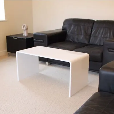 White Acrylic Plastic Coffee Table Hygienic Easy Clean Living Room Table • £120