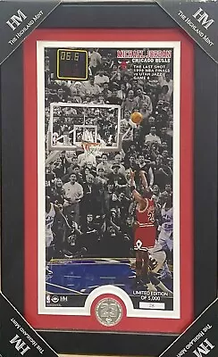 MICHAEL JORDAN The Last Shot 1998 Finals Photo HIGHLAND MINT SILVER COIN Framed • $99.99