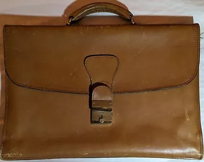 Schlesinger Bros.Vintage 60s 17  Calif. Saddle Leather  Accord  Briefcase Dk Tan • $42.50