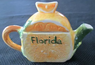 Vintage Japan Florida Orange Shaped Miniature Ceramic Teapot • $11.99