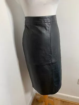 Sonder Studio Black Leather Pencil Skirt UK 18 VGC Classic Lined Midi • £60