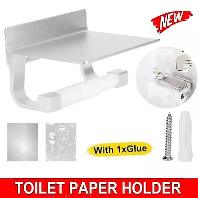 Mounted Toilet Paper Roll Holder Hook Bathroom Wall Storage Aluminum Phone Shelf • $24.99
