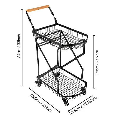 2-Layers Kitchen Mobile Trolley Cart Foldable Rolling Rack Kitchen Utility Cart • $55.10