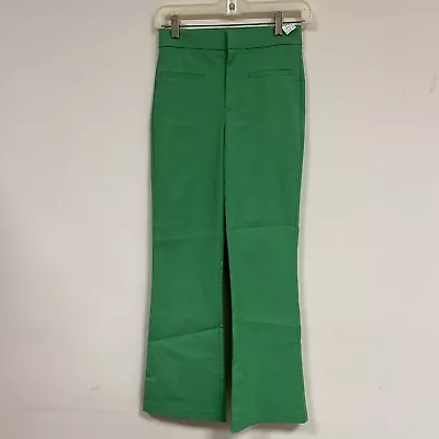 Zara Women’s Sz XS Green Wide Flare Leg Suit Trousers Dress Pants • $29