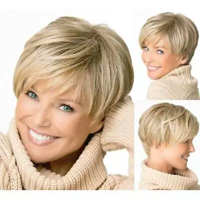 Women Natural Blonde Straight Short Hair Wig Party Cosplay Full Bob Fashion Wigs • £14.29