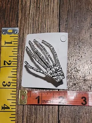 Silver W/ Rhinestone Skeleton Hand Hair Clip Halloween Zombie • $7