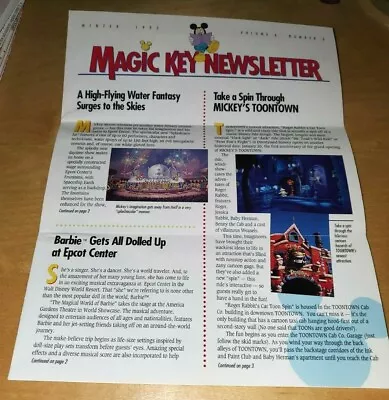 Magic Kingdom Club Magic Key Club Newsletter Winter 1993 Disney Mickey Toontown • $5.99