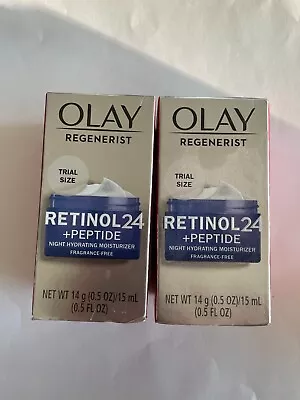 Olay Regenerist Retinol 24 +Peptide Night Moisturizer Trial Size 0.5oz_LOT OF 2 • $25.29