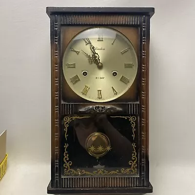 Vintage Linden 31 Day Wind Up Pendulum Chime Mantle Clock W/Key Made Japan #8053 • $67.49