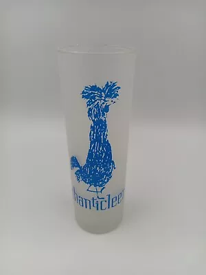 Rare Chanticleer Chicken Frosted Glass 8 Inches Tall. Light Blue Printing • $39.99