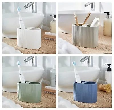 Ceramic Ribbed Electric Toothbrush Holder Bathroom Caddy Storage Multifunction M • £12.99