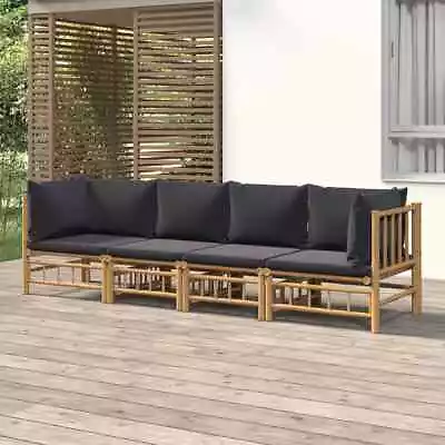 VidaXL 4 Piece Garden Lounge Set With Dark Grey Cushions  Bamboo SP • $869.87