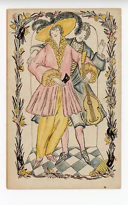 Wiener Werkstatte Postcard No. 1005 Fritzi Low Rococo Couple • $99.95