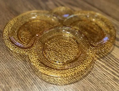 Vintage Amber Glass Divided Plates Depression Glass Relish Snack Plate 8” By 10” • $19.95