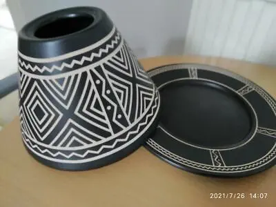 £25 • Buy Yankee Candle 'african Etched' Ceramic Lge Shade & Plate Set-perfect Condition 