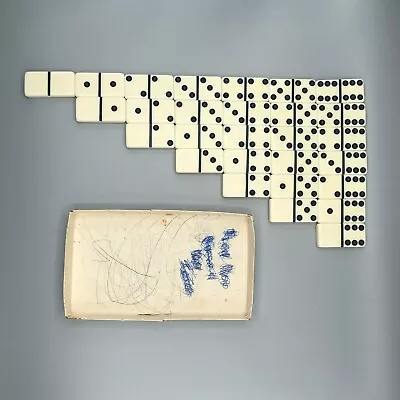 Standard Marblelike Dominoes White Double Six  Vintage No Lid • $13.97