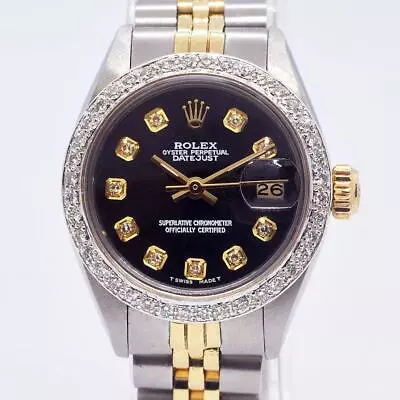 Rolex 6917 Black Diamond Dial Automatic DateJust 26mm Women's Watch • $6395.76