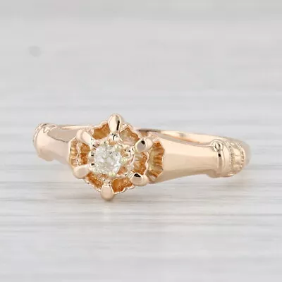 Antique Old Mine Cut Solitaire Diamond Ring 14k Yellow Gold Size 6 Engagement • $379.99