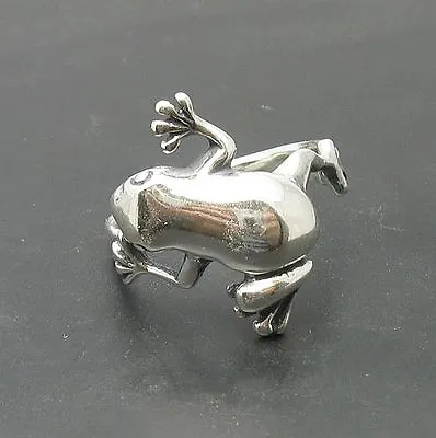 Genuine Sterling Silver Ring Frog Solid Punched 925 Handmade • £20.59