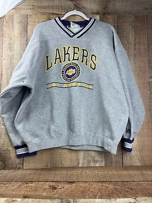 Vintage Lees Sports LA Lakers Crewneck Gray Sweatshirt Men’s Size XL NBA VTG • $54.97