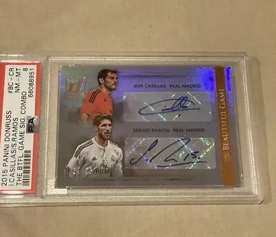 2015-16 Panini Donruss Soccer Dual Auto Sergio Ramos Iker Casillas /35 Psa 8. • £500