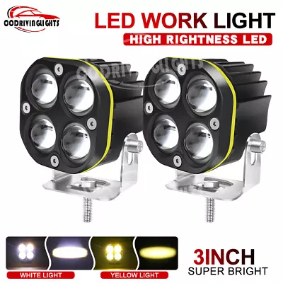 2X 3inch 160W LED Cube Pods Work Light Bar Spot Driving Fog Yellow White Offroad • $19.90