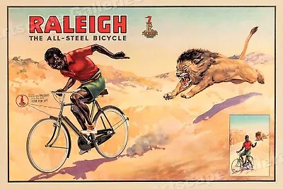 Raleigh Steel Bicycle 1940s Vintage Style Unusual Cycling Poster - 16x24 • $12.95